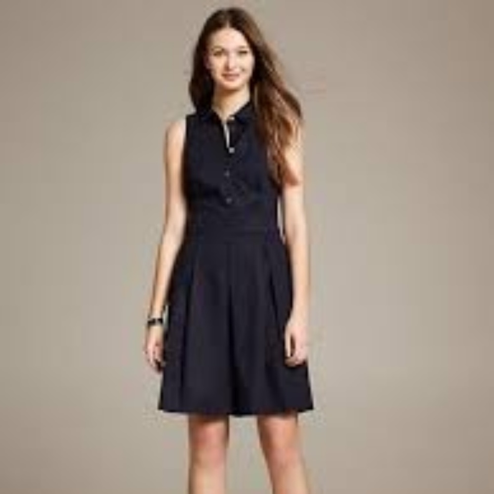 Navy Banana Republic poplin shirt dress